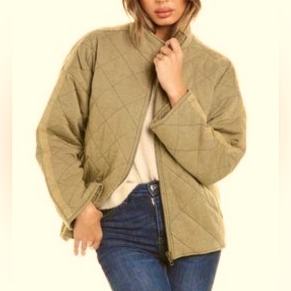 New (NWT) Bagatelle french terry diamond quilted jacket in cognac. Size L - Picture 1 of 10